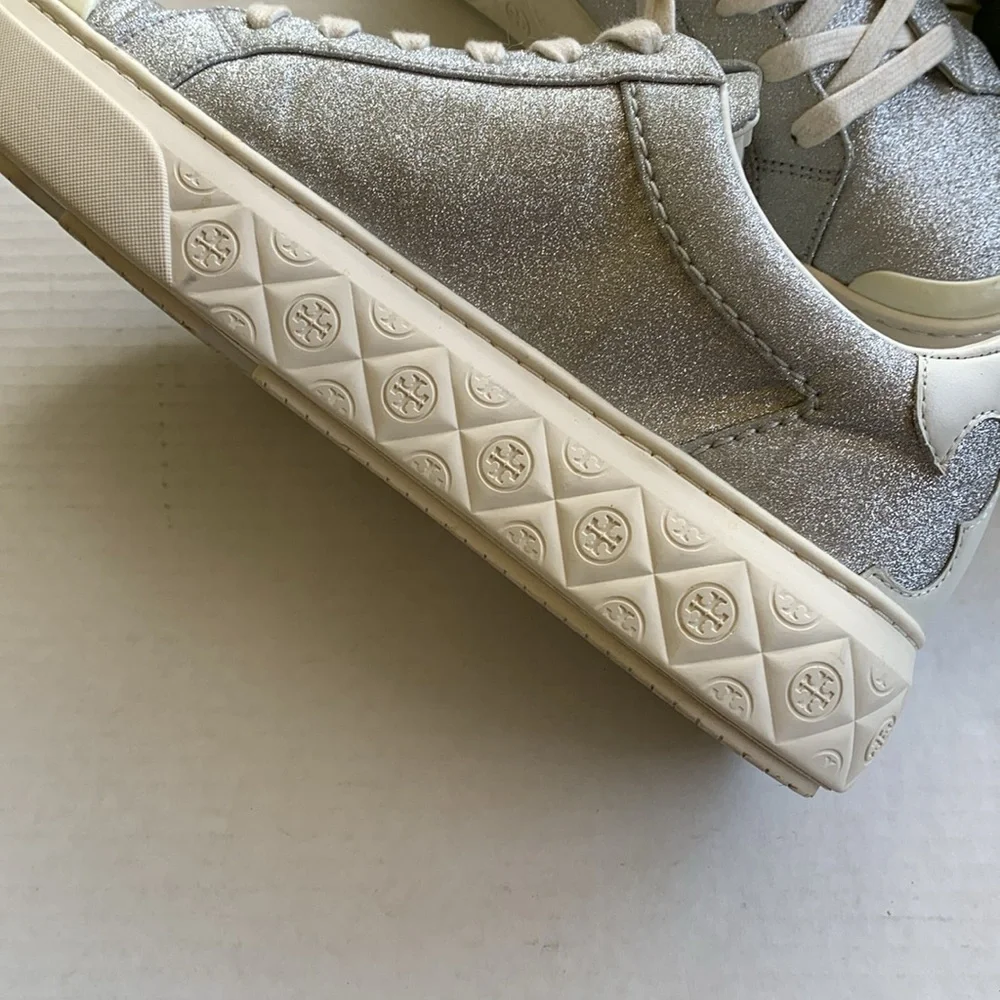 Tory Burch Lady Bug Glitter Sneaker in Silver Glitter/Blanc
